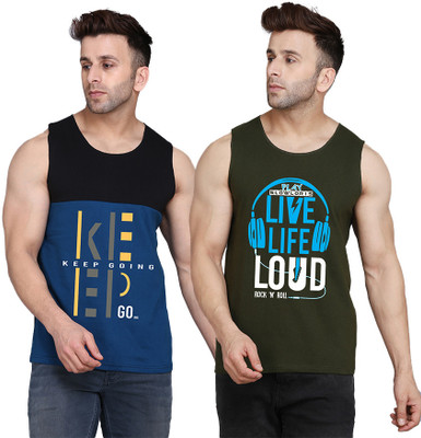 MINISTRY OF FRIENDS Printed Men Round Neck Dark Green, Black, Dark Blue T-Shirt