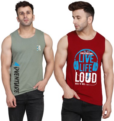 Cryptic Printed Men Scoop Neck Maroon, Light Green T-Shirt