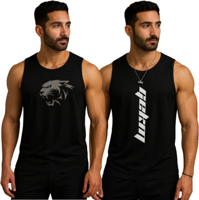 Elite Elegance Apparel Printed Men Scoop Neck Black T-Shirt