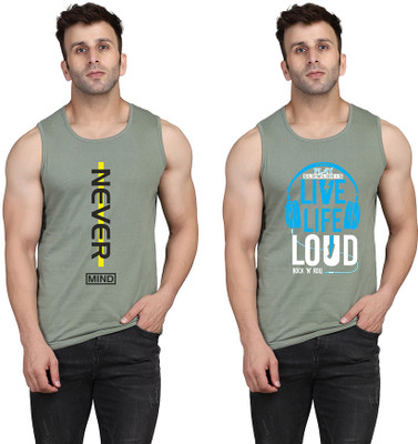 SLOWLORIS Printed Men Scoop Neck Light Green T-Shirt
