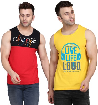 Cryptic Printed Men Scoop Neck Yellow, Black, Red T-Shirt