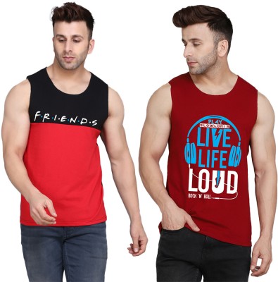 Cryptic Printed Men Scoop Neck Maroon, Black, Red T-Shirt