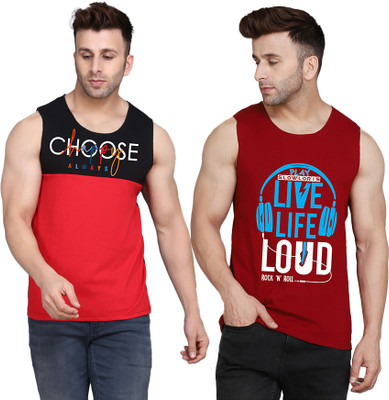 SLOWLORIS Typography Men Crew Neck Maroon, Black, Red T-Shirt