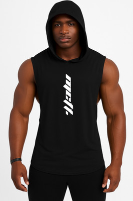 RMLKN Printed Men Hooded Neck Black T-Shirt