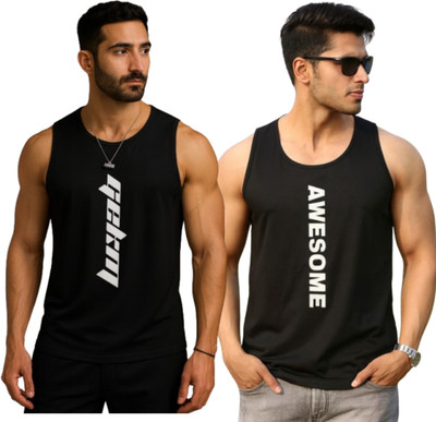 Elite Elegance Apparel Printed Men Scoop Neck Black T-Shirt
