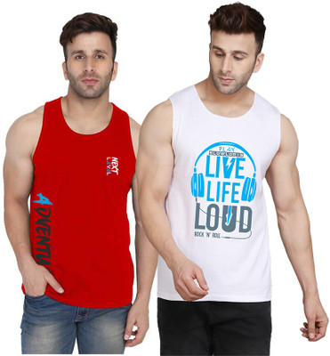 MINISTRY OF FRIENDS Printed Men Scoop Neck White, Red T-Shirt