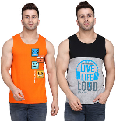 Cryptic Printed Men Round Neck Black, Grey, Orange T-Shirt