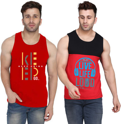 MINISTRY OF FRIENDS Printed Men Scoop Neck Black, Red T-Shirt