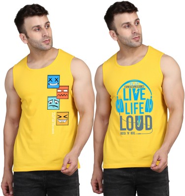 MINISTRY OF FRIENDS Printed Men Scoop Neck Yellow T-Shirt