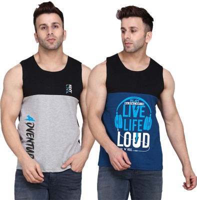 Cryptic Printed Men Scoop Neck Black, Dark Blue, Grey T-Shirt