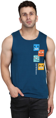 SLOWLORIS Printed Men Round Neck Dark Blue T-Shirt