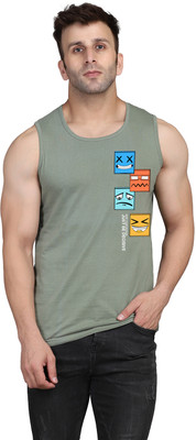 SLOWLORIS Printed Men Round Neck Light Green T-Shirt