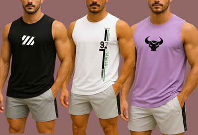 Adixus Polyester Fabric Gym Vest(Pack of 3)