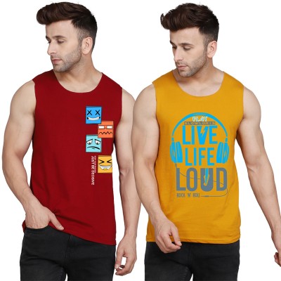 Cryptic Printed Men Scoop Neck Yellow, White, Maroon T-Shirt