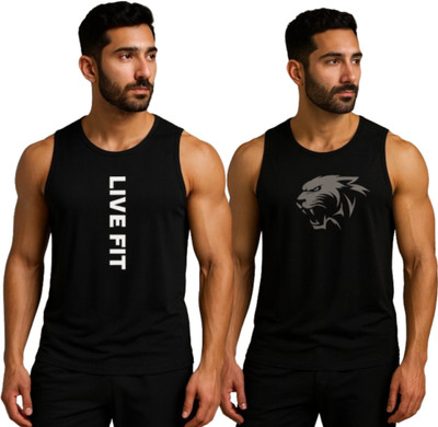 Elite Elegance Apparel Graphic Print Men Scoop Neck Black T-Shirt