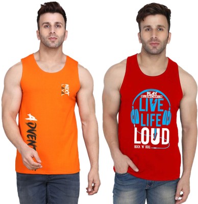 MINISTRY OF FRIENDS Printed Men Scoop Neck Red, Orange T-Shirt