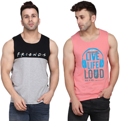 MINISTRY OF FRIENDS Printed Men Round Neck Pink, Black, Grey T-Shirt