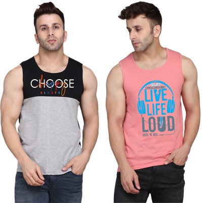 Cryptic Printed Men Scoop Neck Pink, Black, Grey T-Shirt