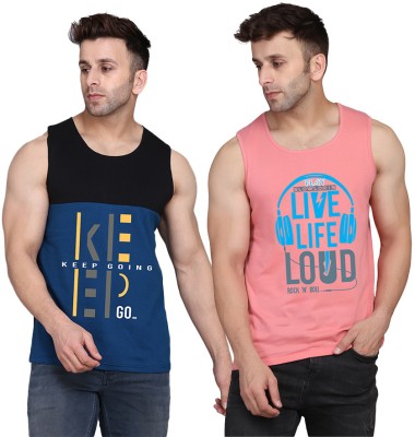 Cryptic Printed Men Scoop Neck Pink, Black, Dark Blue T-Shirt