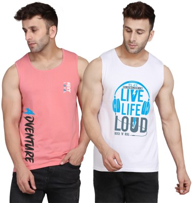 Cryptic Printed Men Scoop Neck White, Pink T-Shirt