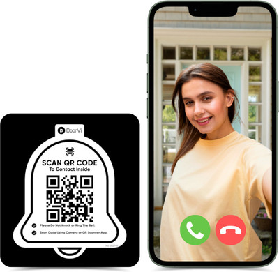 DoorVi Smart QR Code Doorbell Wireless Video Call | No Wi-Fi or Power Needed | Black Video Door Phone(Wireless Both Way)