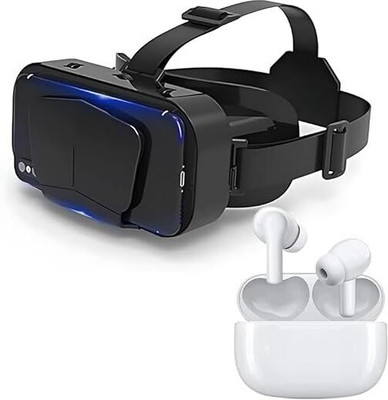 DRUMSTONE 3D VR Glasses: 1050” Screen Headset for Games & Movies + Bluetooth 5.3 Earbuds Video Glasses(Black)