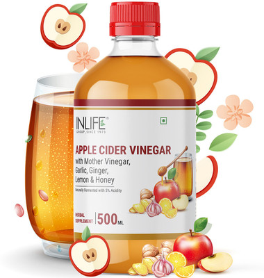 INLIFE Apple Cider Vinegar with Garlic, Ginger, Lemon, Honey & Mother of Vinegar(500 ml)