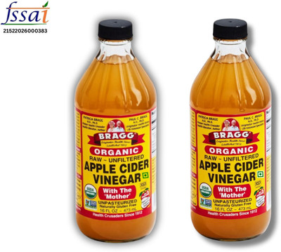 BRAGG Organic Apple Cider Vinegar with the Mother, Raw Unfiltered Vinegar(2 x 473 ml)
