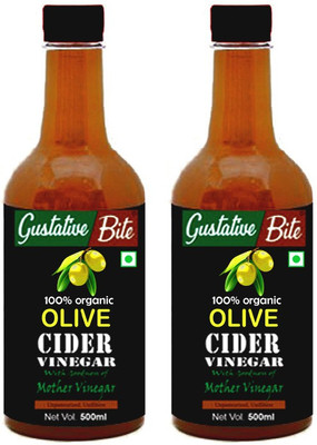 GustativeBite Organic Olive Cider Vinegar with Mother of Vinegar 500ml Pack of 2 Vinegar(2 x 500 ml)