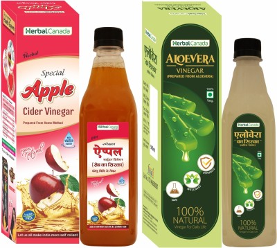 HARC Herbal Canada Apple Cider Vinegar (500ml) + Aloe vera Vinegar (500ml) | Healthy Combo Pack Vinegar(2 x 500 ml)