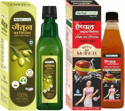 HARC Herbal Canada Olive Vinegar (500ml) + Mother Apple Vinegar (500ml) | Sirka| Healthy Combo Pack Vinegar(2 x 500 ml)