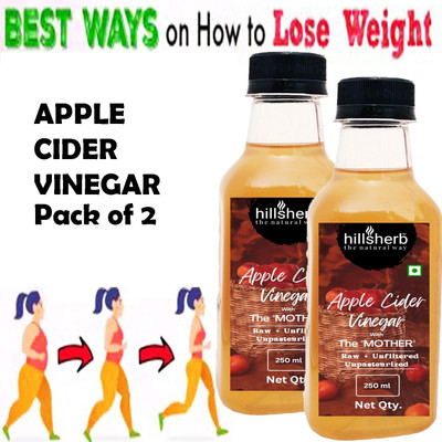hillsherb Raw Vinegar Apple Cider With Mother (Weight Loss ) Vinegar(2 x 250 ml)