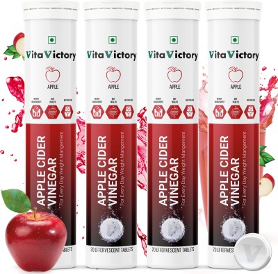 Vita Victory APPLE CIDER VINEGAR for Weight Loss & Gut Health, 80 ACV Effervescent Tablets(4 x 20 Tablets)