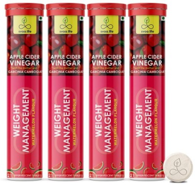 svaa.life 1000mg Apple Cider Vinegar Effervescent Tablets-Watermelon Flavour-One per day Vinegar(4 x 21 No)