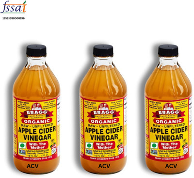 ACV Brags Raw Unfiltered with the Mother Apple Cider Vinegar(3 x 473 ml)