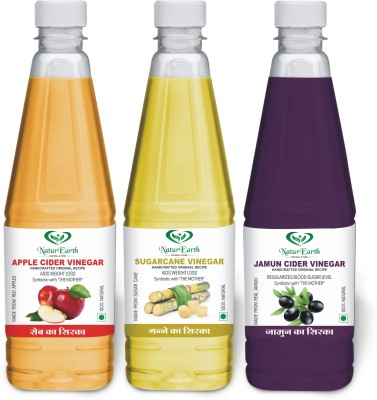 NaturEarth Apple Cider,Suger cane,Jamun Vinegar with Mother Vinegar(600x3) Vinegar(3 x 600 ml)