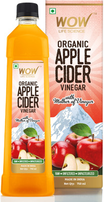 WOW Life Science Organic Apple Cider Vinegar – With Strand Of Mother – Not From Concentrate Vinegar (750 Ml) For Rs. 162 @ 78 %