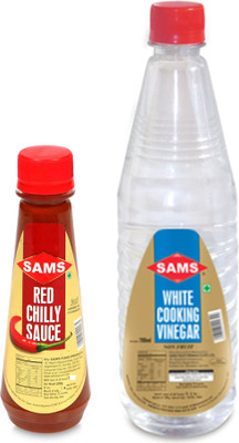 sams Red chilly sauce 200g and vinegar 700ml combo for Daily Use Unflavoured Vinegar(2 x 450 ml)