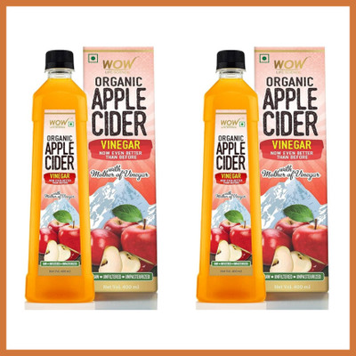 WOW Organic Apple Cider Vinegar - with strand of mother - not from concentrate Vinegar 400ML Vinegar(2 x 400 ml)