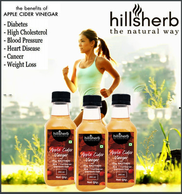 hillsherb Apple Cider Vinegar Organic with Mother -Detox Drink / Weight loss Vinegar(3 x 250 ml)