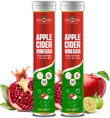 End2End Nutrition Apple Cider Vinegar (ACV) with Mother Vinegar for Weight Loss | Effervescent Vinegar(2 x 20 No)