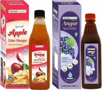 HARC Herbal Canada Apple Cider Vinegar(500ml) + Angoor Vinegar (500ml) | Healthy Combo Pack Vinegar(2 x 500 ml)