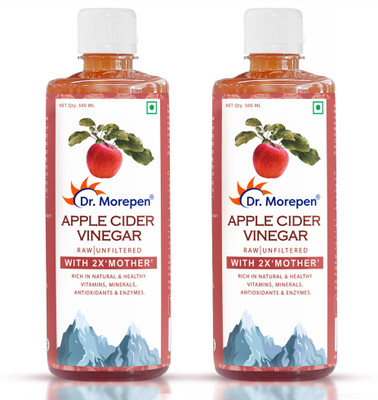Dr. Morepen Apple Cider Vinegar With 2x Mother Raw & Unfiltered Rich in Natural and Healthy Vitamins and Multivitamins for Skin, Hair and Weight Loss - Buy 1 Get 1 Free Vinegar(2 x 0.5 L)