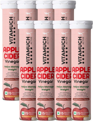 VITAMUCH Apple Cider Vinegar Effervescent Tab. for Weight Loss & Gut Health - Watermelon(8 x 15 Tablets)