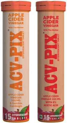 acv-pix 1APPLE CIDER VINEGAR+1GARCINIA CAMBOGIA EFFERVESCENT TABLET ,VIT B6 & B12 Vinegar(2 x 15 No)