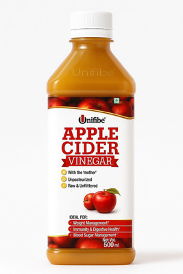 Unifibe Natural Apple Cider Vinegar with Mother of Vinegar – 500 ml | Raw, Unfiltered & Unpasteurized Vinegar(500 ml)
