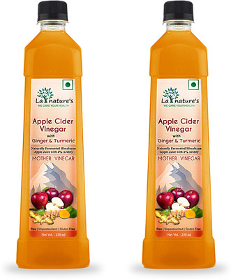 La Natures Apple Cider Vinegar With Ginger & Turmeric Mother Vinegar- 250ml (Pack of 2) Vinegar(2 x 250 ml)