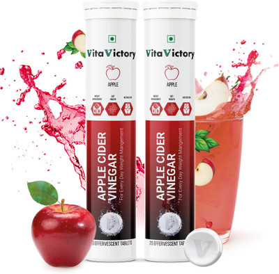 Vita Victory APPLE CIDER VINEGAR WITH MOTHER, ACV EFFERVESCENT TABLETS FOR WEIGHT LOSS Vinegar(2 x 20 No)