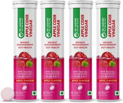 DR. VAIDYA'S Apple Cider Vinegar Effervescent Tablets - For Weight Loss & Easy Digestion Vinegar(4 x 15 No)