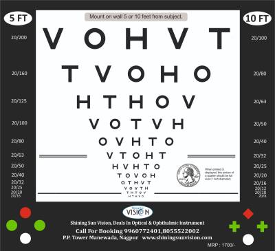 Shining sun Vision Vision Testing poster Chart for 10ft&5ft with Red and Green Test Vision Test Chart